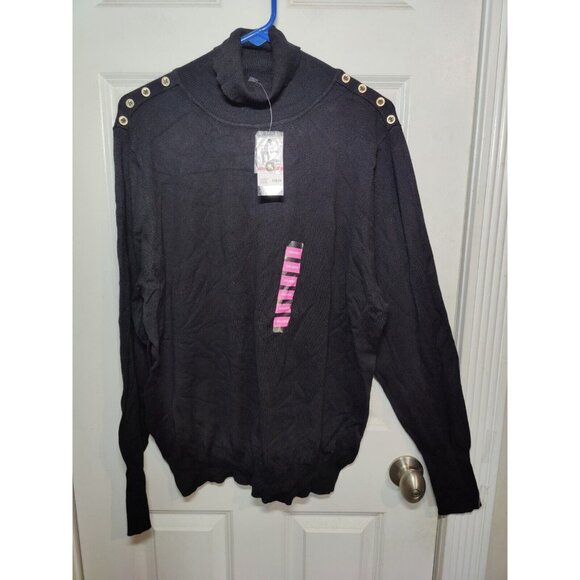 Joseph A Sweaters - Joseph A Black Long-Sleeve Lightweight Turtleneck Sweater W Accents XXL NWT